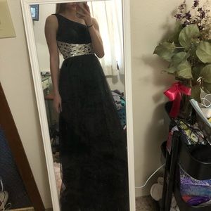 Black and silver prom dress